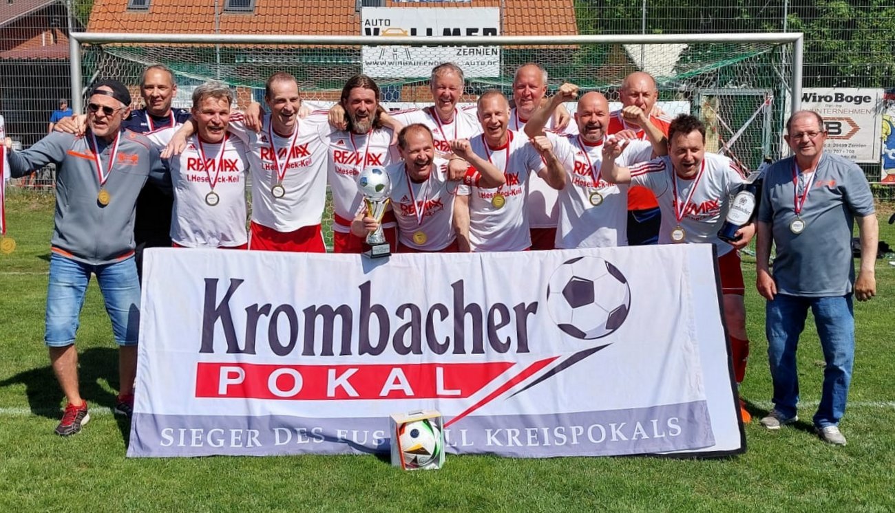 Krombacher Kreispokalsieger Ü50: SG Heidetal/Ilmenau durch 4:3 (0:0) n.E. über MTV Treubund Lüneburg.